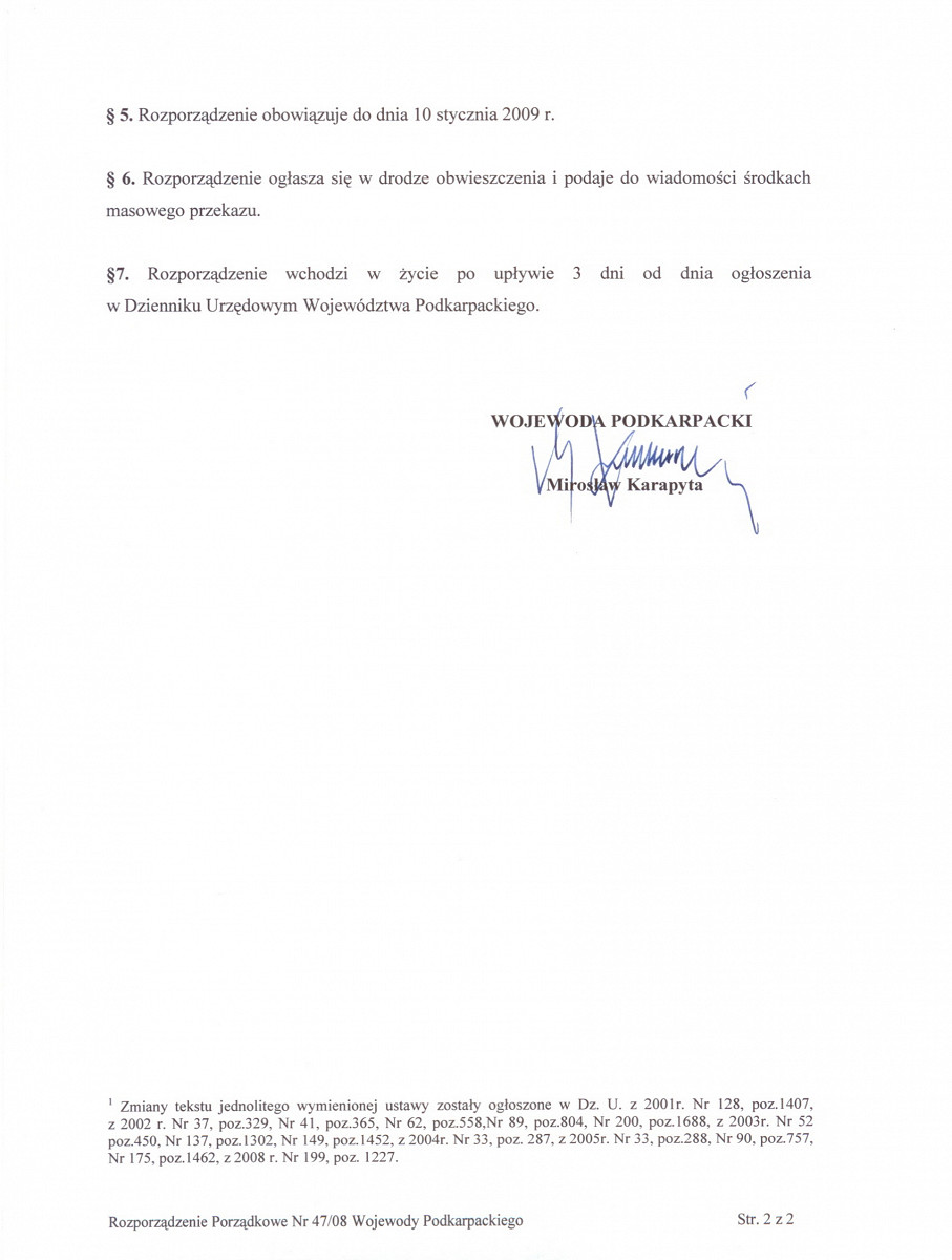 Rozporządzenie Wojewody - zdjęcie w treści  nr 1