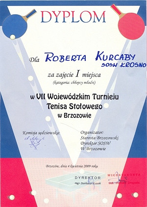 Podopieczny SOSW w Krośnie  Mistrzem Województwa w tenisie stołowym - zdjęcie w treści  nr 1