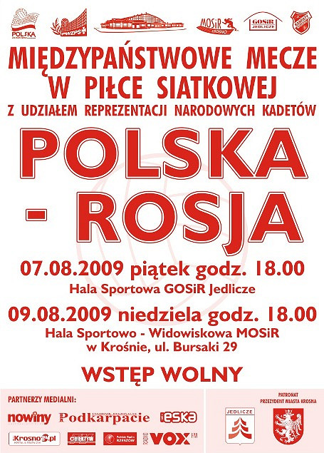 Międzypaństwowe mecze w piłce siatkowej z udziałem reprezentacji narodowych kadetów Polska - Rosja - zdjęcie w treści 
