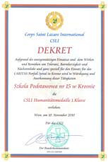 Medale Międzynarodowego Korpusu Świętego Łazarza dla krośnieńskich szkół - zdjęcie w treści nr 8