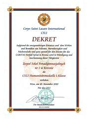 Medale Międzynarodowego Korpusu Świętego Łazarza dla krośnieńskich szkół - zdjęcie w treści  nr 7