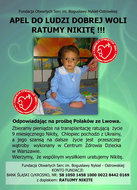 Apel do ludzi dobrej woli Nikita chce żyć - zdjęcie w treści 