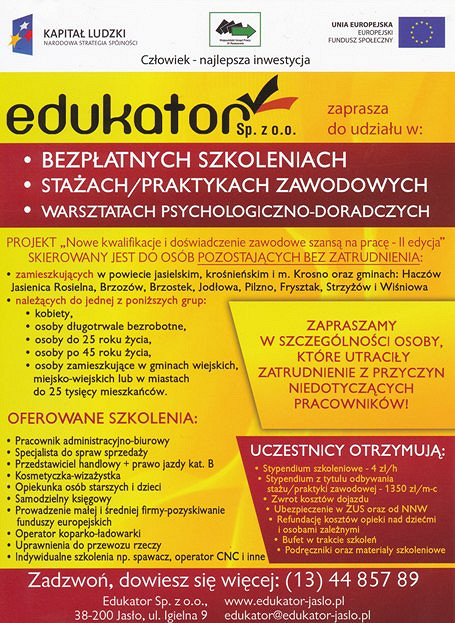 EDUKATOR zaprasza na bezpłatne szkolenia - zdjęcie w treści 