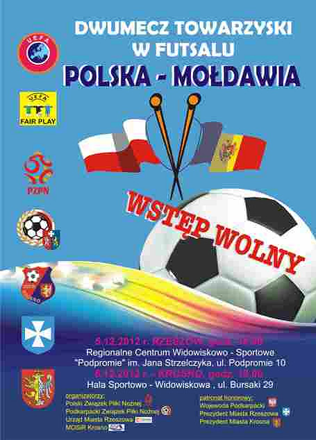 Zapraszamy na mecze Polska Mołdawia w futsalu - zdjęcie w treści 