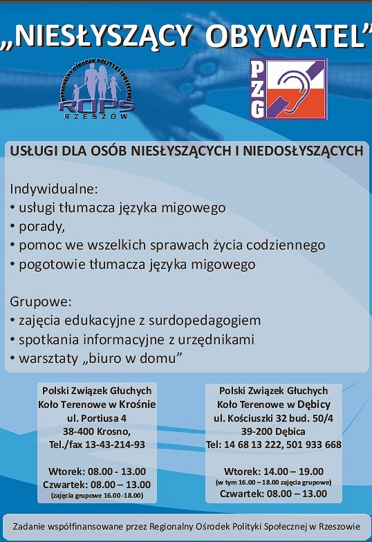 Pomoc dla osób niesłyszących, niedosłyszących i ich rodzin. - zdjęcie w treści  nr 1