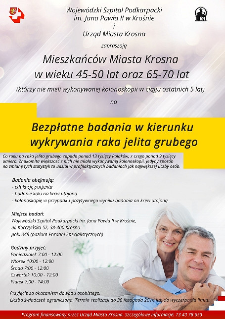 Bezpłatne badania w kierunku wykrywania raka jelita grubego - zdjęcie w treści