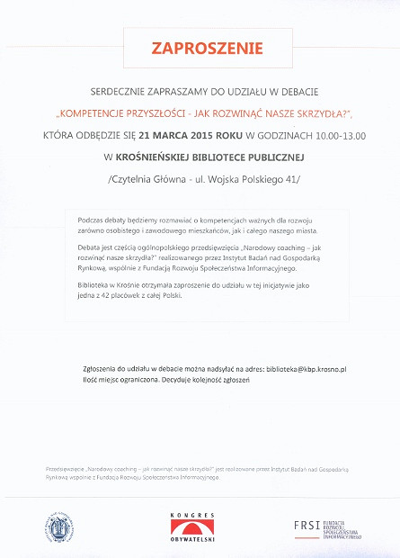 Kompetencje przyszłości…. debata w Krośnieńskiej Bibliotece Publicznej - zdjęcie w treści