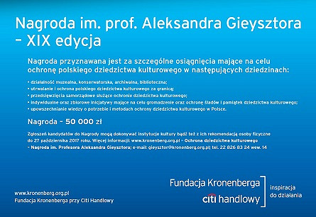 XIX edycja Nagrody im. Profesora Aleksandra Gieysztora - zdjęcie w treści 