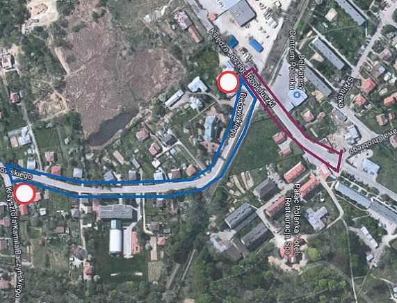 Mapa poglądowa - ulice Popiełuszki i Decowskiego