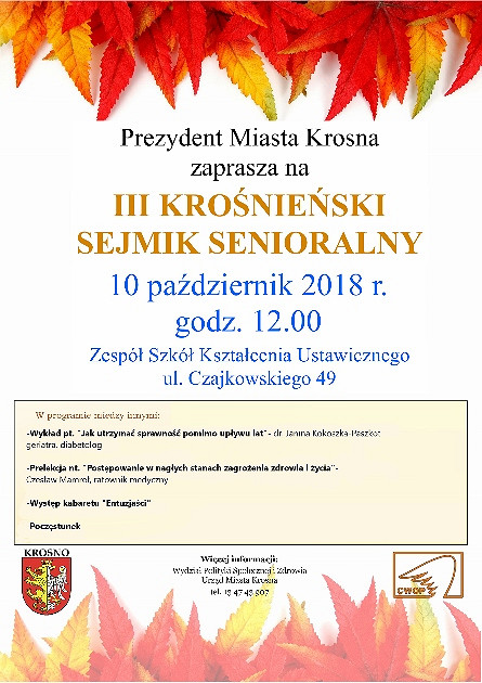 Zapraszamy na III Krośnieński Sejmik Senioralny - zdjęcie w treści