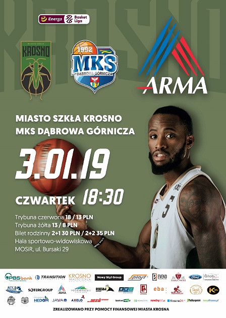 MIASTO SZKŁA KROSNO - MKS DĄBROWA GÓRNICZA 03.01.2019 (CZWARTEK) godz. 18:30 - zdjęcie w treści