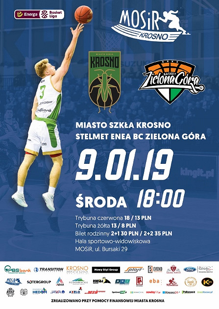 MIASTO SZKŁA KROSNO - STELMET ENEA BC ZIELONA GÓRA 09.01.2019 (ŚRODA) godz. 18:00 - zdjęcie w treści