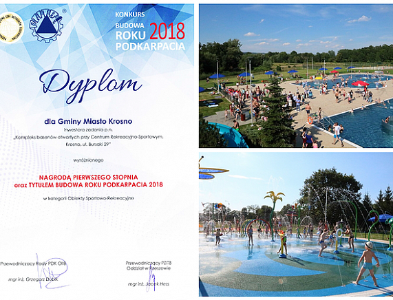 Kompleks basenów otwartych w Krośnie z tytułem Budowa Roku Podkarpacia 2018