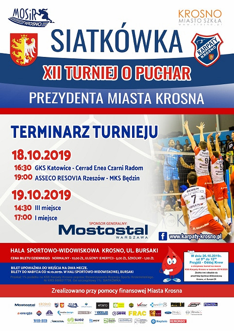Zapraszamy na XII Turniej o Puchar Prezydenta Miasta Krosna w piłce siatkowej mężczyzn - zdjęcie w treści 