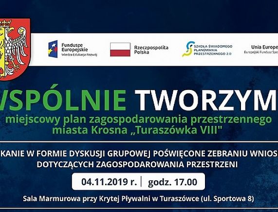 Plakat - konsultacje społeczne ws. planu zagospodarowania przestrzennego miasta Krosna „Turaszówka VIII”