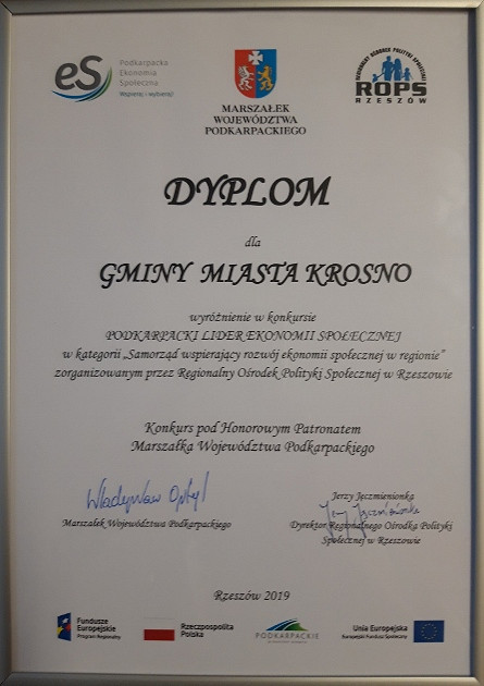 Krosno wyróżnione jako samorząd wspierający rozwój ekonomii społecznej w regionie - zdjęcie w treści 