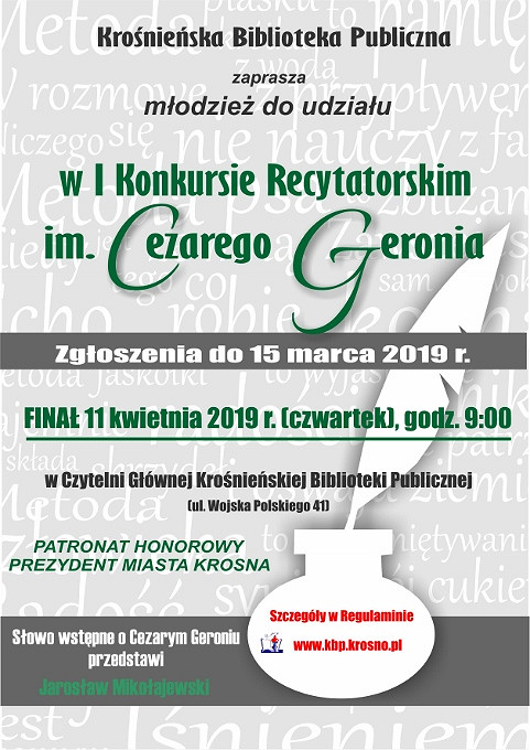 I Konkurs Recytatorski im. Cezarego Geronia - zdjęcie w treści 