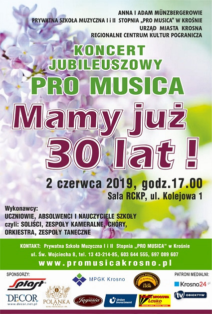 Koncert jubileuszowy z okazji 30-lecia działalności szkoły PRO MUSICA - zdjęcie w treści