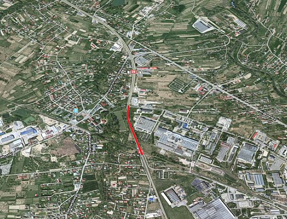 Krośnieńska obwodnica, widok z satelity - źródło: Google Maps