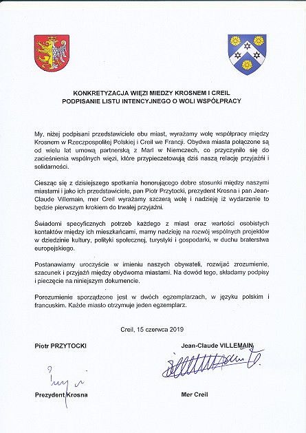 Miasta partnerskie Krosno i Creil podpisały list intencyjny - zdjęcie w treści 