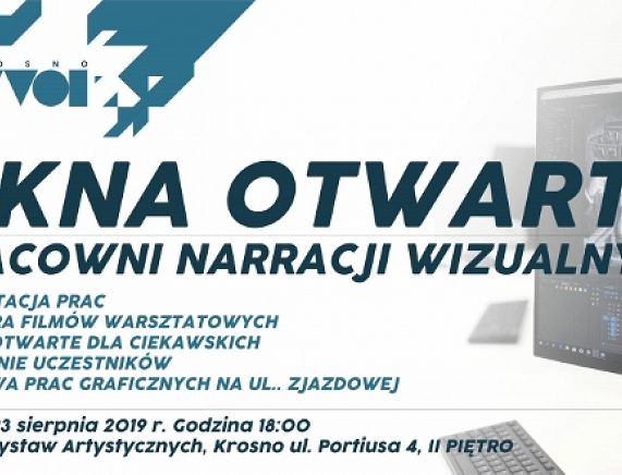 Plakat Otwarte okna Pracowni Narracji Wizualnych