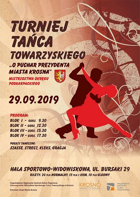 VI Turniej Tańca Towarzyskiego „O puchar Prezydenta Miasta Krosna” Mistrzostwa Okręgu Podkarpackiego - zdjęcie w treści