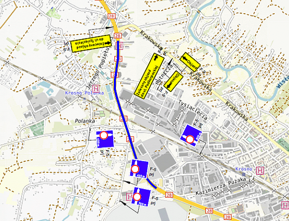 Schemat organizacji ruchu DK28 przebudowa + wiadukt