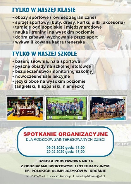 Klasa sportowa w SP nr 14 zaprasza - zdjęcie w treści  nr 1