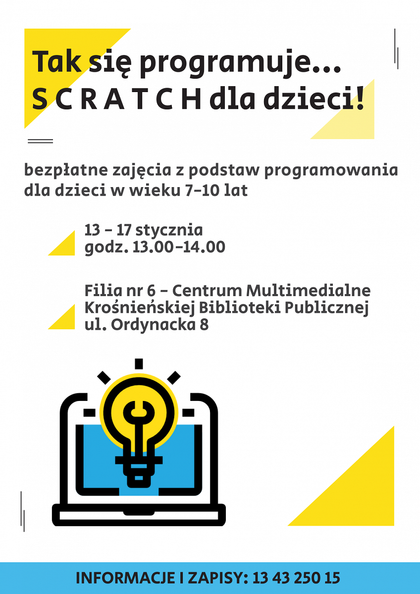 Scratch dla dzieci! Bezpłatne zajęcia z programowania w krośnieńskiej Bibliotece - zdjęcie w treści 