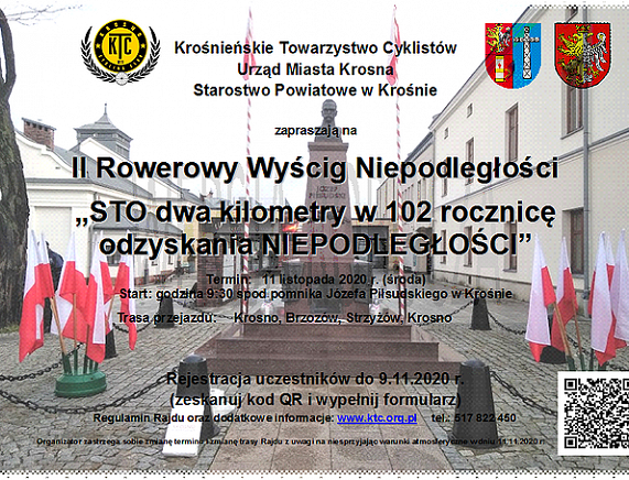 Plakat Rajdu "STO dwa kilometry w 102 rocznicę odzyskania NIEPODLEGŁOŚCI"