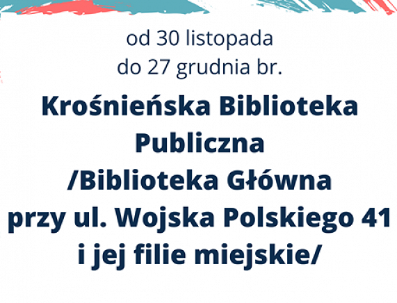 Plakat godzin otwarcia biblioteki