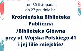 Plakat godzin otwarcia biblioteki