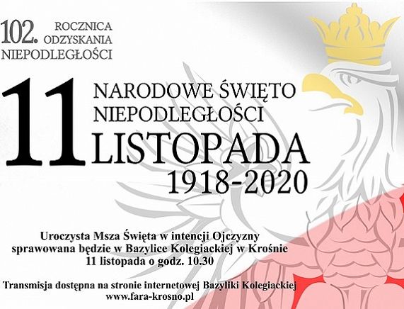 Plakat krośnieńskich obchodów 11 listopada 2020