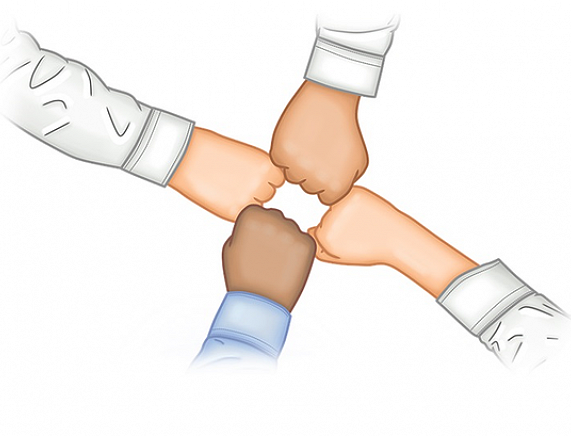 Grafika - cztery dłonie