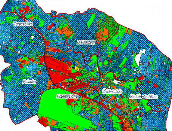 Fragment mapy Krosna - rzut z serwisu webewid.pl