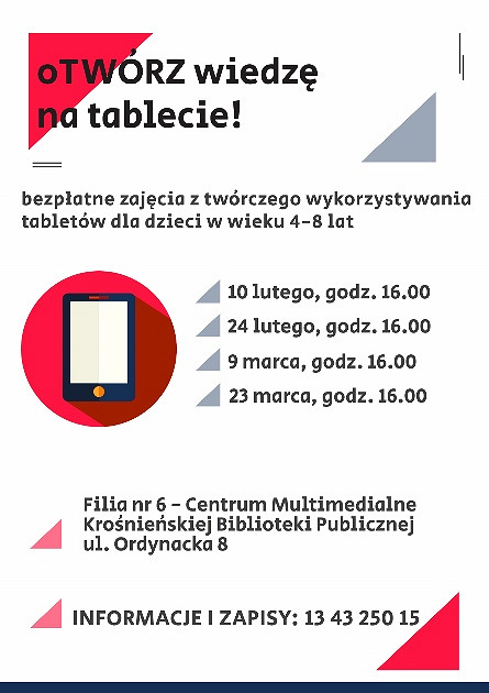 oTWÓRZ wiedzę na tablecie! Zajęcia dla dzieci z wykorzystaniem nowych technologii - zdjęcie w treści 