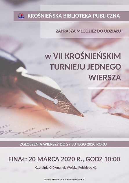 VII Krośnieński Turniej Jednego Wiersza ogłoszony! - zdjęcie w treści 