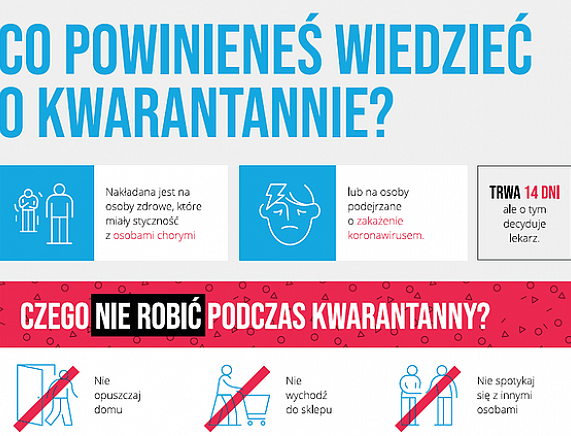 Grafika - ulotka jak zachowywać się w czasie kwarantanny