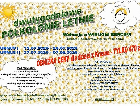 Plakat - wakacyjne kolonie i półkolonie