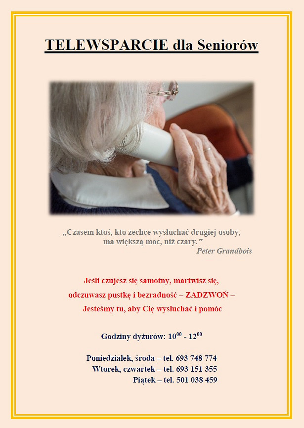 TELEWSPARCIE dla krośnieńskich seniorów - zdjęcie w treści