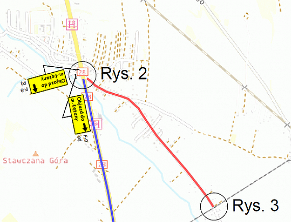Mapa Krosna z zaznaczonym odcinkiem ul. Polnej