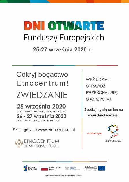 Dni Otwarte Funduszy Europejskich, czyli zapowiada się ciekawy wrzesień w Etnocentrum Ziemi Krośnieńskiej - zdjęcie w treści