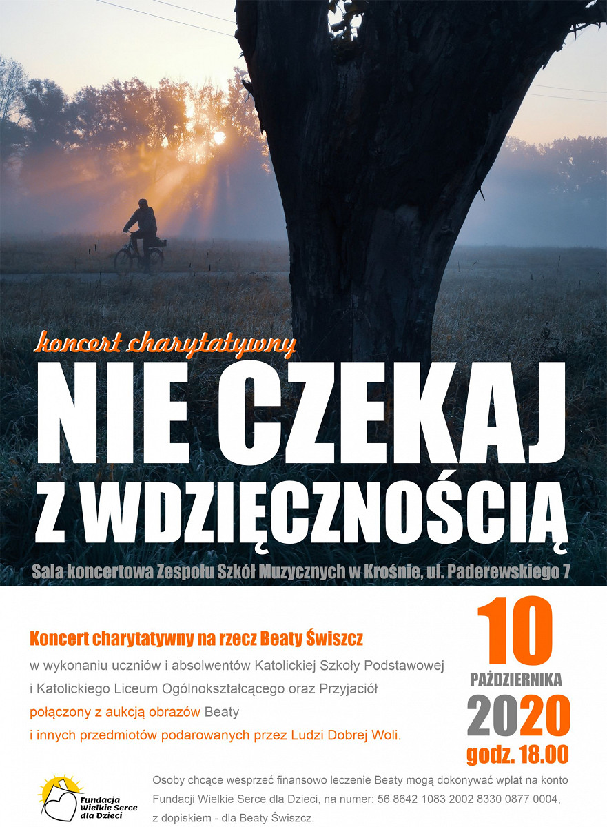 Nie czekaj z wdzięcznością - koncert charytatywny na rzecz Beaty Świszcz - zdjęcie w treści