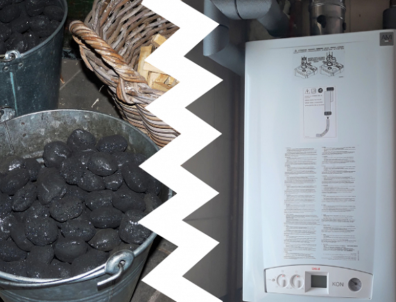 Grafika - węgiel i nowy piec gazowy