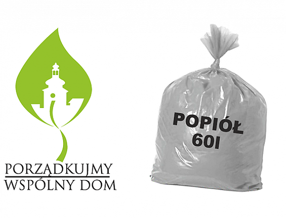 Grafika - logo akcji Porządkujmy wspólny dom i szary worek na popiół