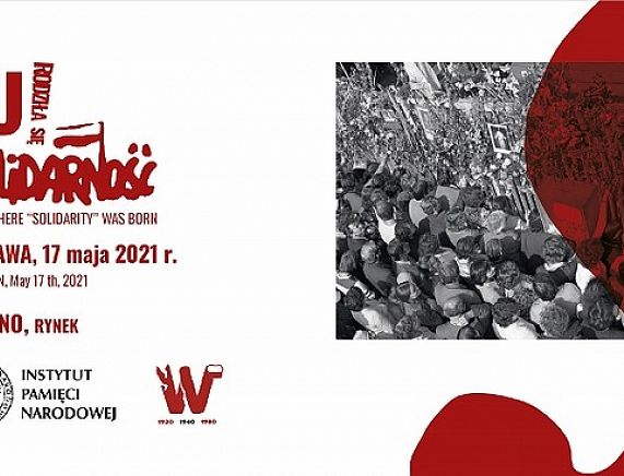 Grafika - zaproszenie na wystawę plenerową „Tu rodziła się „Solidarność”