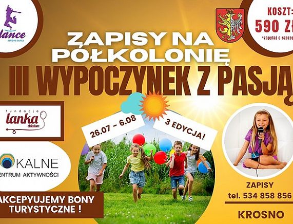 Plakat półkolonii w dzielnicy Polanka