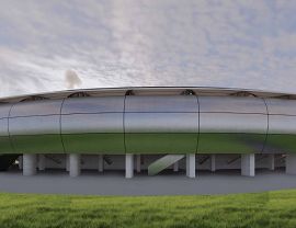 Trybuna I łuk- wizualizacja z poziomu gruntu