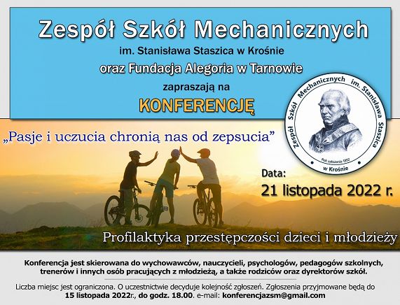 Plakat konferencja w ZSM 21.11.22