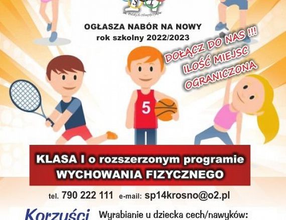 Ulotka - nabór do klasy 1 o rozszerzonym programie wf